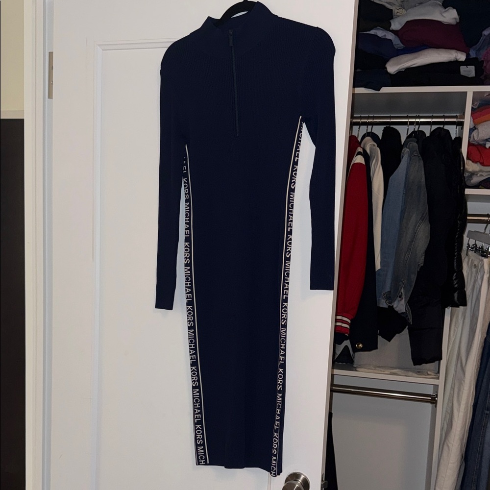 Michael Kors Dark Blue Long Sleeve Dress